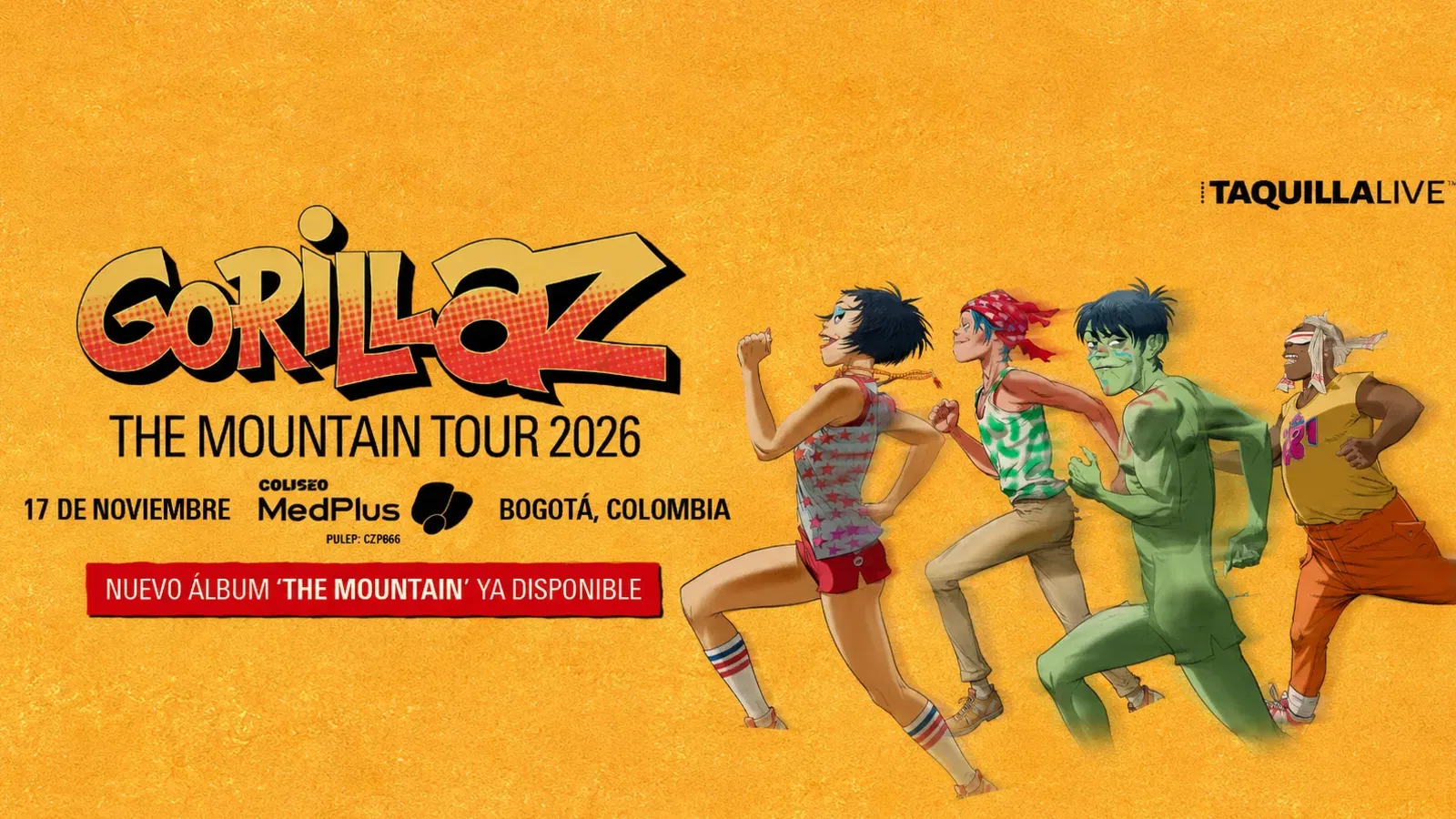 GORILLAZ - THE MOUNTAIN TOUR Coliseo Medplus Bogotá - 17 NOVIEMBRE 2026